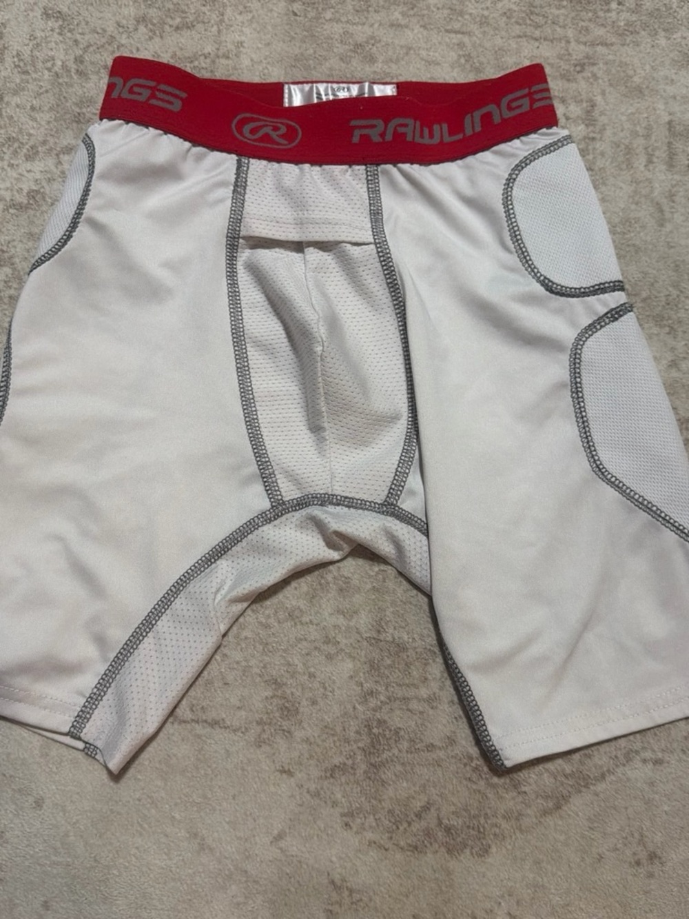 Rawlings White Athletic Compression Boxer Briefs with Red Waistband